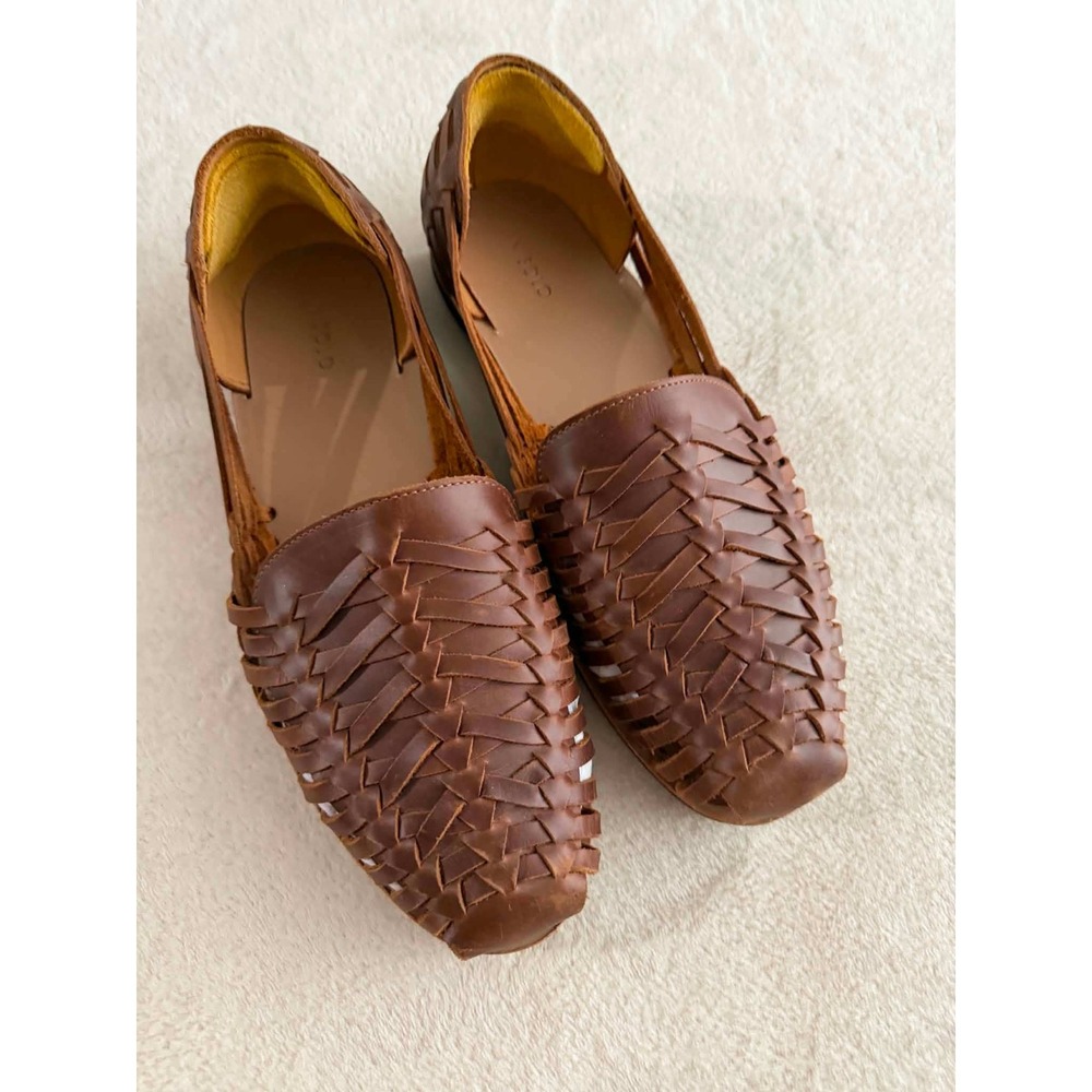 Nisolo Womens 10.5 Brown Huarache Sandals Woven Leather Flats PE202409